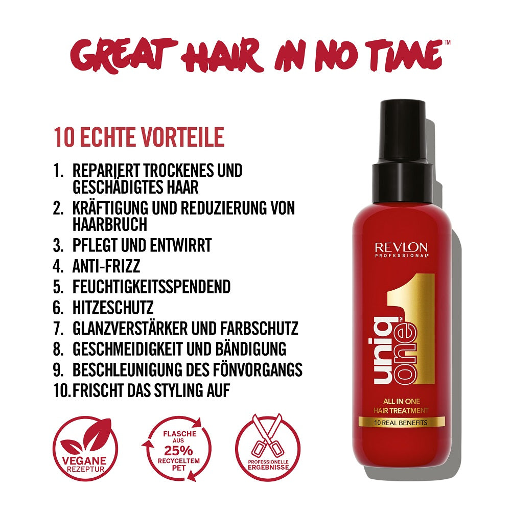 Revlon Uniq One Geschenkset – 2 × Hair Treatment 150 ml + Lippenstift Rot