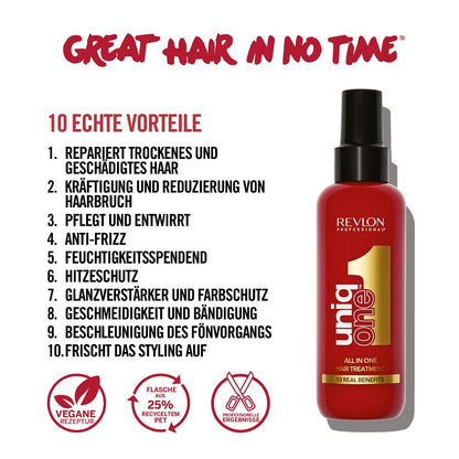 Revlon Uniq One Geschenkset – 2 × Hair Treatment 150 ml + Lippenstift Rot