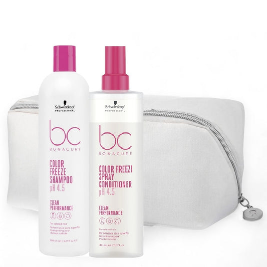 Schwarzkopf BC Color Freeze Shampoo 500 ml + Spray Conditioner 400 ml + Kosmetiktasche