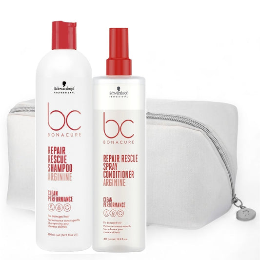 Schwarzkopf BC Repair Rescue Shampoo 500 ml + Spray Conditioner 400 ml + Kosmetiktasche