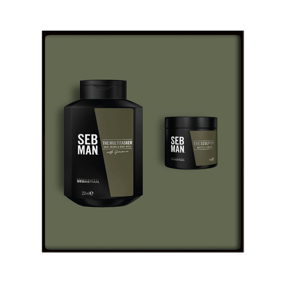 Sebastian SebMan Xmas Duo Box - Multitasker 3in1 Shampoo 250 ml + Sculptor 75 ml