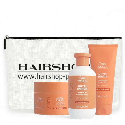 Wella Professionals Invigo Nutri-Enrich Set - Shampoo 300 ml + Conditioner 200 ml + Mask 150 ml + Kosmetikbeutel