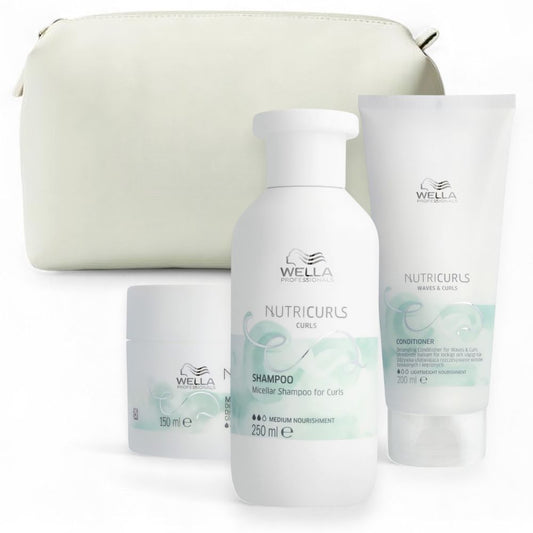 Wella Professionals Nutricurls Curls Geschenkset - Shampoo 250ml +  Conditioner 200 ml + Maske 150 ml  + Kosmetikbeutel gratis - NEU
