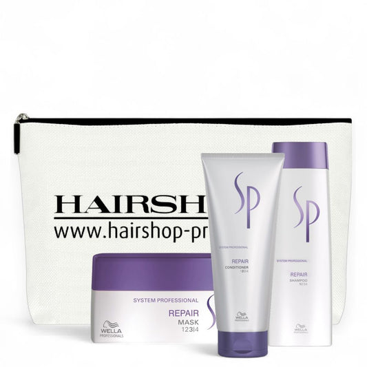 Wella SP System Professional Repair Set - Shampoo 250 ml + Conditioner 200 ml + Mask 200 ml + Kosmetikbeutel gratis