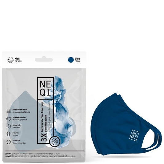 NEQI Mund- und Nasenmaske Blue 3.Stk - Größe Kids