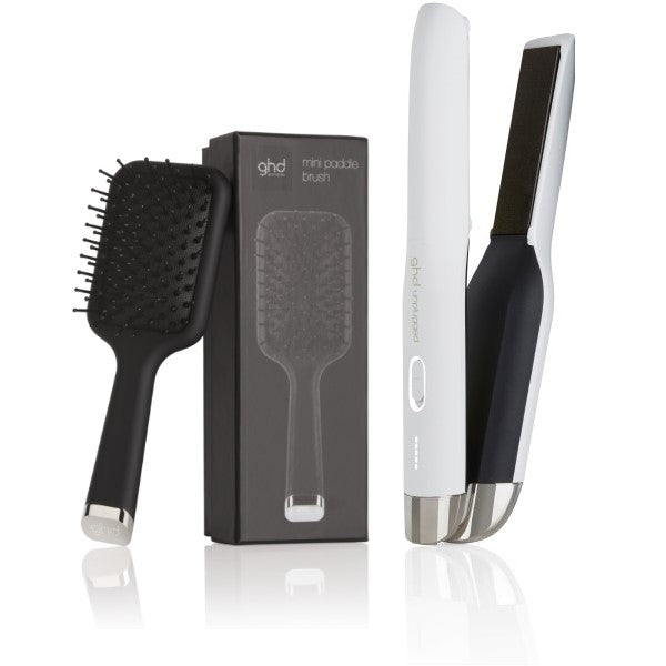 ghd unplugged Styler white + mini paddle brush free