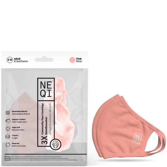 NEQI Mund- und Nasenmaske Pink 3.Stk - Größe S-M